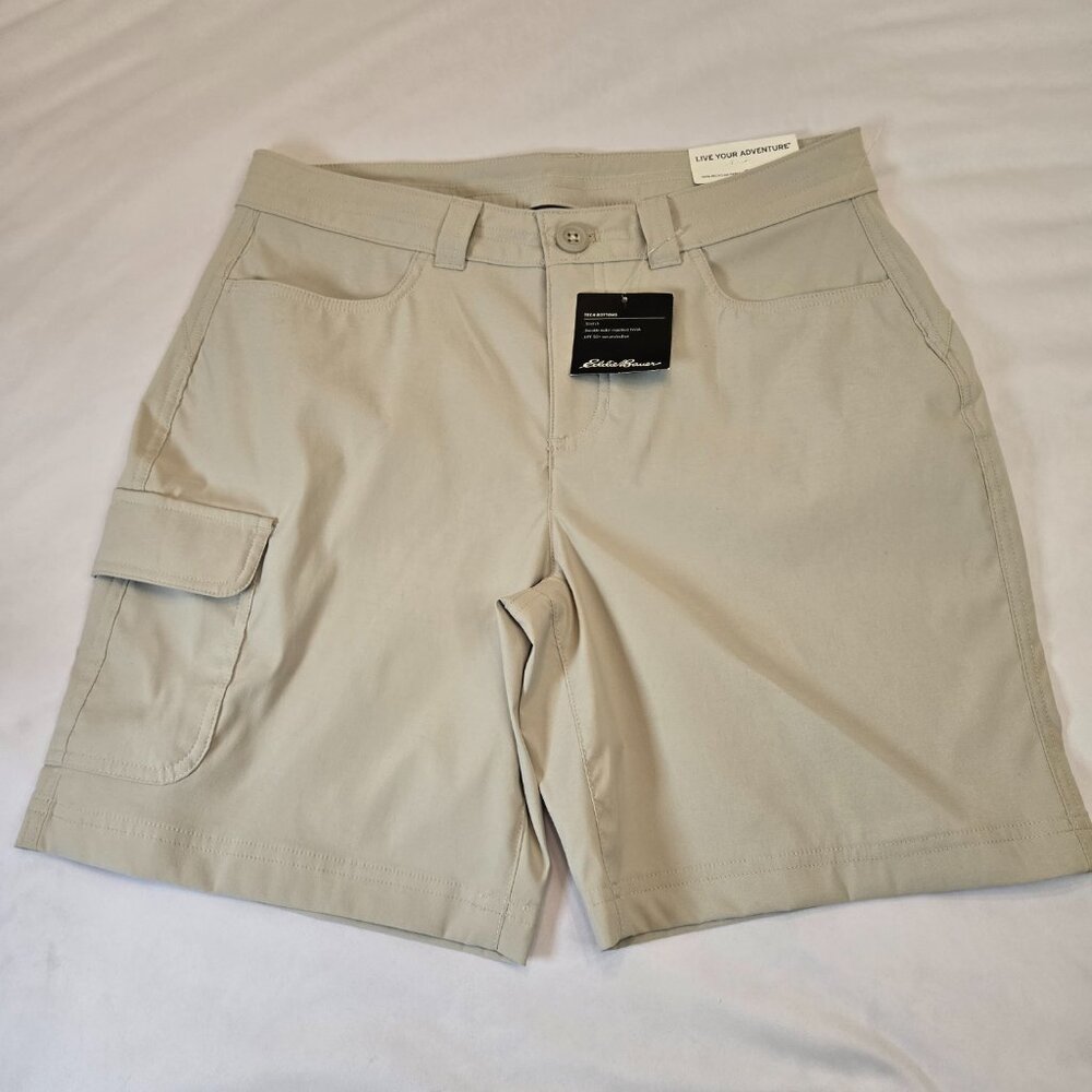 EDDIE BAUER Women's Tech Shorts Sz: 6 Pumice (Khaki)